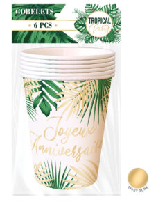 gobelets anniversaire jungle, décorations jungle et tropical, anniversaire jungle, vaisselle jetable jungle et tropical, vaisselle anniversaire