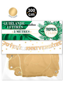 guirlande anniversaire jungle, guirlande tropicale, guirlande thème jungle, décorations anniversaire jungle