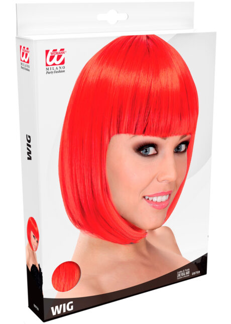 perruque rouge, perruque carré rouge, perruque diablesse, carré rouge, Perruque Loulou, Carré Rouge, Qualité Supérieure