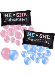 boite à ballons, sac à ballons, gender reveal, baby shower révélation,, 1 Sac à Ballons Roses et Bleus, pour Gender Reveal