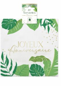 serviettes anniversaire tropical, serviettes anniversaire