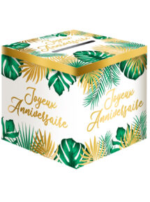urne pour cadeau anniversaire, urne anniversaire, boite cadeaux anniversaire jungle, décorations anniversaire jungle