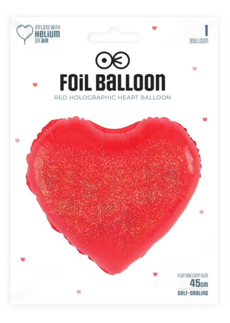 ballon coeur rouge holographique, ballon coeur rouge, ballon saint valentin, ballon coeur, Ballon Coeur Rouge Holographique, en Aluminium