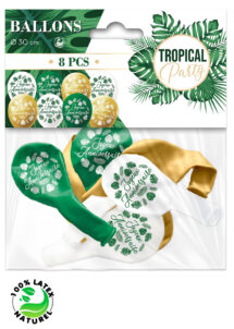 ballons anniversaire, ballons anniversaire jungle, décorations tropicales, ballons de baudruche anniversaire