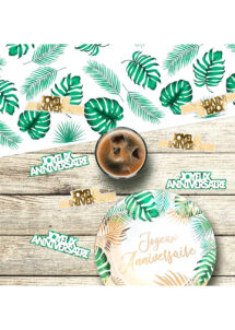 confettis anniversaire, confettis table anniversaire jungle, décorations table jungle