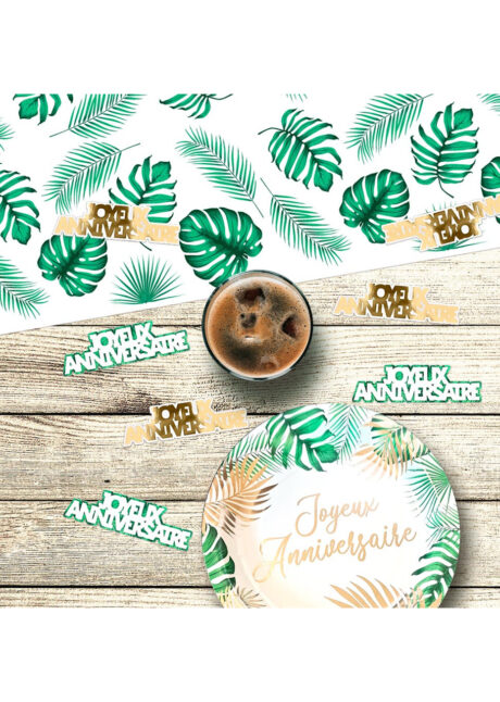 confettis anniversaire, confettis table anniversaire jungle, décorations table jungle, Confettis de Table, Anniversaire Jungle, x 20