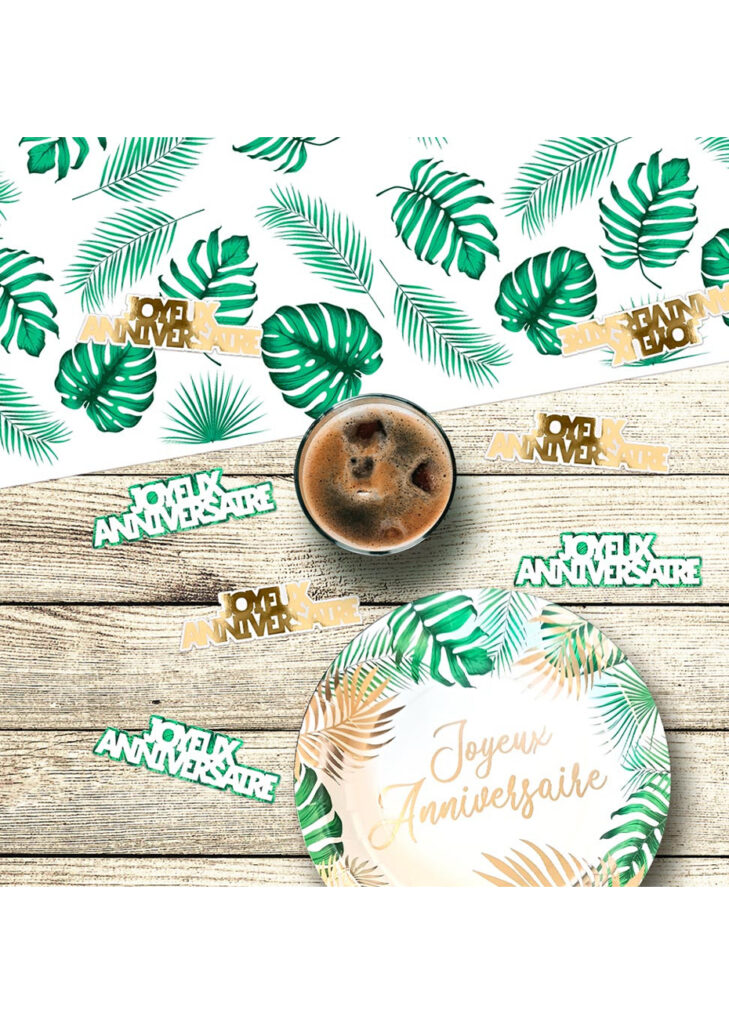 Confettis De Table En Bois Joyeux Anniversaire Turquoise 15 G - Vegaooparty