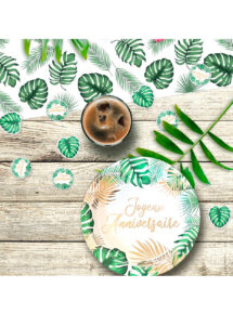 confettis anniversaire, confettis table anniversaire jungle, décorations table jungle