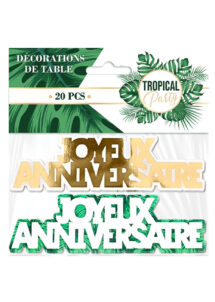 confettis anniversaire, confettis table anniversaire jungle, décorations table jungle