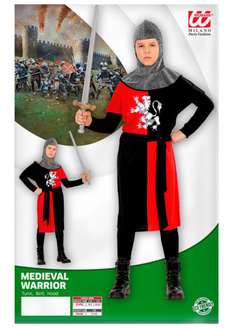 déguisement de chevalier enfant, costume de chevalier garçon, déguisement chevalier garçon, Déguisement de Chevalier Guerrier Médiéval Rouge, Garçon