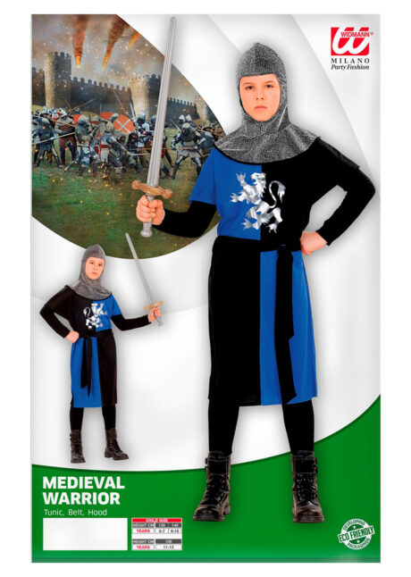 déguisement de chevalier enfant, costume de chevalier garçon, déguisement chevalier garçon, Déguisement de Chevalier Guerrier Médiéval Bleu, Garçon