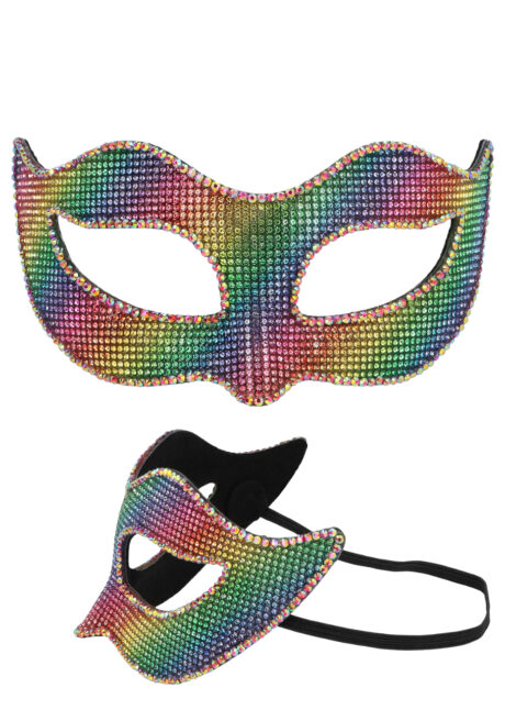 loup vénitien, masque vénitien, masque rouge et argent, loup carnaval de Venise, Prisma, Vénitien à Strass Multicolores