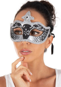 loup vénitien, masque vénitien, masque noir et argent, loup carnaval de Venise, Genova, Vénitien à Paillettes, Noir et Argent