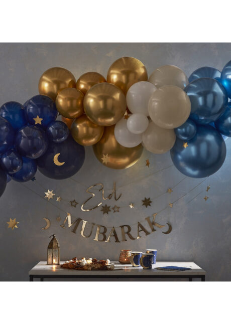 arche ballons bleus et dorés, guirlande de ballons, décors de ballons ginger ray, Arche Guirlande de Ballons, Bleu Nuit et Dorés, Ginger Ray
