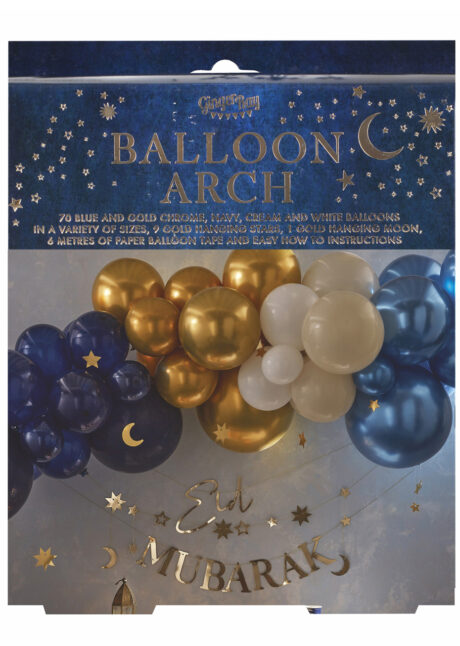 arche ballons bleus et dorés, guirlande de ballons, décors de ballons ginger ray, Arche Guirlande de Ballons, Bleu Nuit et Dorés, Ginger Ray