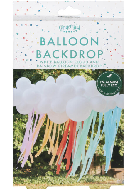 guirlande ballons blancs, arche ballons blancs, ballons blancs latex, Arche Guirlande de Ballons Blancs, et Rubans Multicolores, Ginger Ray