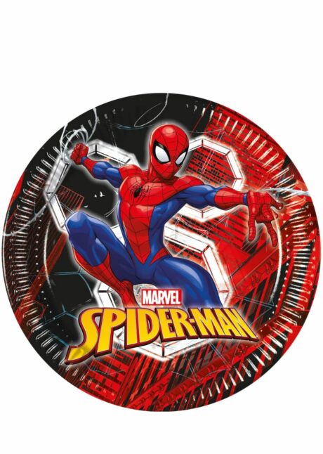assiettes anniversaire spiderman, assiettes thème spiderman, Assiettes Anniversaire Spiderman – 20 cm