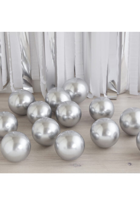 ballons argent, mini ballons argent chrome, petits ballons latex argent, petits ballons pour arches, ballons ronds, 40 Ballons 5″ en Latex, Argent Chrome, Ginger Ray