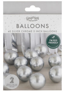 ballons argent, mini ballons argent chrome, petits ballons latex argent, petits ballons pour arches, ballons ronds