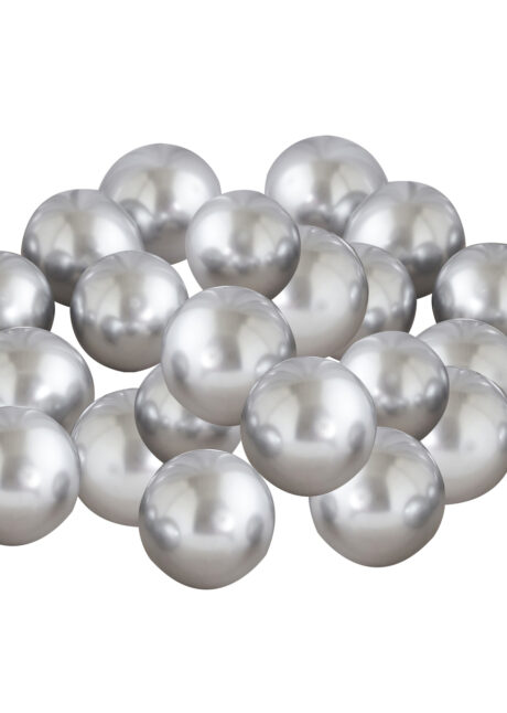 ballons argent, mini ballons argent chrome, petits ballons latex argent, petits ballons pour arches, ballons ronds, 40 Ballons 5″ en Latex, Argent Chrome, Ginger Ray