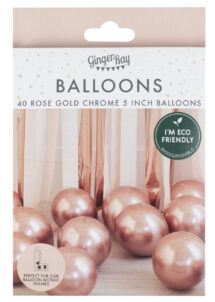 ballons rose gold, mini ballons argent chrome, petits ballons latex dorés, petits ballons pour arches, ballons ronds, 40 Ballons 5″ en Latex, Rose Gold Chrome, Ginger Ray