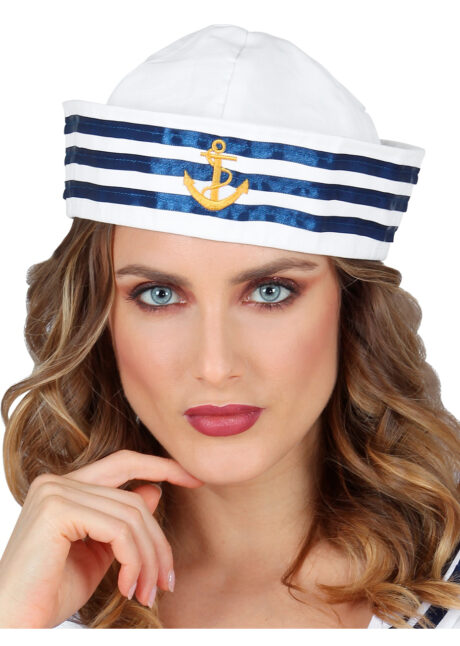 bob de marin, béret de marin, chapeau de marin, bob de la marine, chapeaux marins paris, Bob Marin, Rayures Bleues Satinées