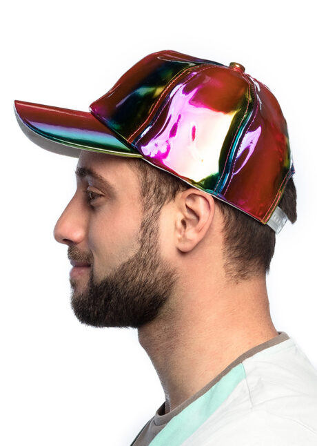 casquette disco, casquette hologramme, casquette années 80, Casquette Disco Multicolore Hologramme