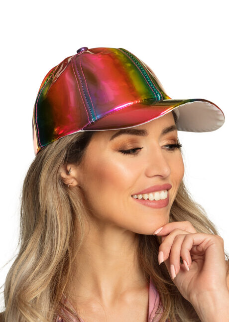 casquette disco, casquette hologramme, casquette années 80, Casquette Disco Multicolore Hologramme