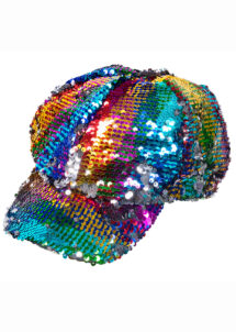 casquette disco, accessoire disco, casquette à sequins, casquette multicolore, Casquette Disco à Sequins Réversibles, Multicolore