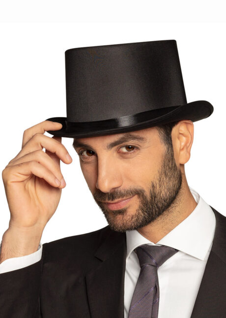 chapeau haut de forme noir, chapeau haut de forme magicien, Chapeau Haut de Forme Satin Noir