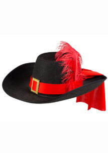 chapeaux de mousquetaire, déguisement de mousquetaire, chapeau mousquetaire, chapeaux paris, Chapeau de Mousquetaire, Noir et Plume Rouge