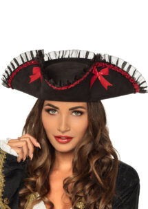 chapeau de pirate femme, chapeau de pirate tricorne, Chapeau de Pirate, Tricorne avec Rubans Rouges