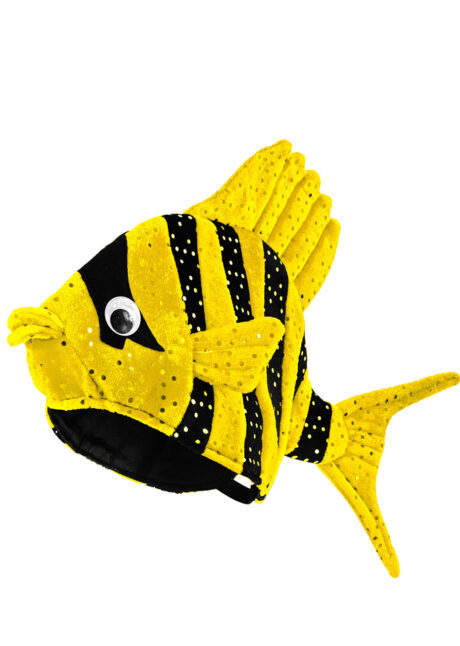 chapeau poisson, chapeau thème mer, chapeau humour, Chapeau Poisson, Jaune