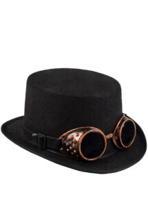 chapeau steampunk, accessoire steampunk, chapeau burning man, Chapeau Haut de Forme Steampunk, avec Lunettes