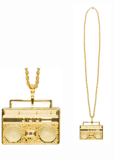 collier rappeur, collier ghetto blaster, collier de rappeur, collier radio cassette, Collier Doré, Pendentif Radio Cassette, Ghetto Blaster