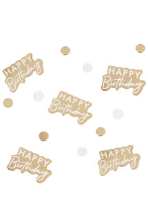 confettis anniversaire, confettis table anniversaire dorés