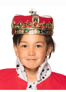 couronne de roi enfant, couronne royale enfant, Couronne de Roi, Tissu Rouge et Métal Doré, Enfant