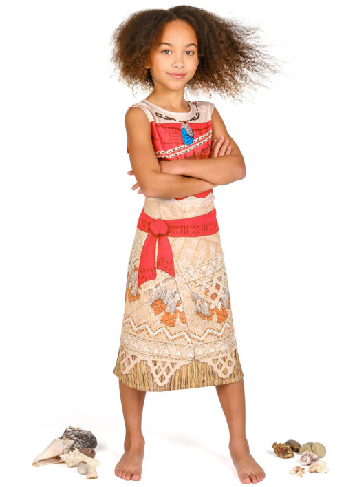 Costume de princesse Vaiana Moana pour enfants pour fête d'Halloween, cosplay, avec collier Moana DISP-001