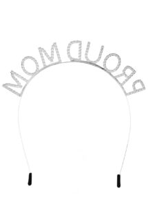 Serre-tête proud mom strass argent, Serre-tête baby shower maman fière