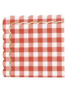 serviettes guinguette, serviettes jetables pique nique, serviette vichy rouge et blanc, Vaisselle Guinguette, Serviettes