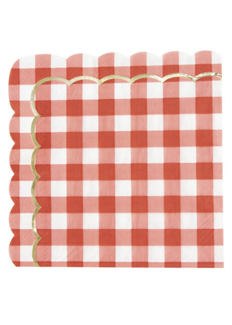 serviettes guinguette, serviettes jetables pique nique, serviette vichy rouge et blanc, Vaisselle Guinguette, Serviettes