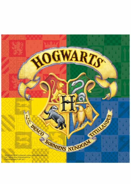 serviettes Harry Potter, anniversaire harry potter, vaisselle harry potter, Serviettes Anniversaire Harry Potter – Blason Poudlard Hogwarts – 33 cm