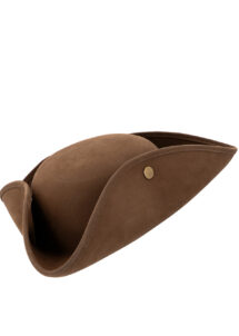 chapeau de pirate, tricorne pirate, chapeau tricorne marron, Chapeau Tricorne Marron, Aspect Daim, Pirate Charles