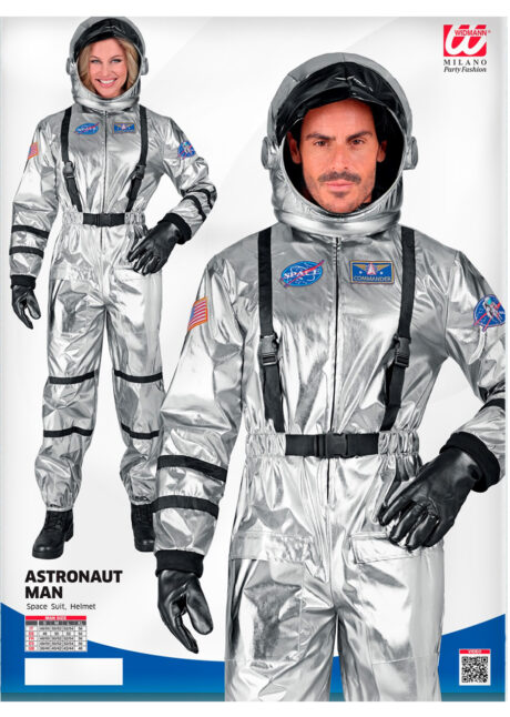 déguisement astronaute, déguisement cosmonaute, costume d'astronaute homme, Déguisement d’Astronaute, avec Casque Souple, Argent