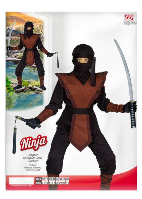 déguisement de Ninja garçon, déguisement de ninja enfant, Déguisement de Ninja Marron et Noir, Garçon