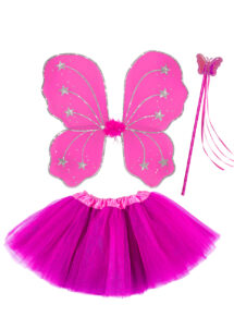 ailes de fée, déguisement fée enfant, tutu rose, ailes roses de fée, Déguisement de Fée Rose, Jupe + Ailes + Baguette, Fille