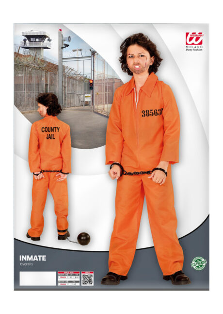 déguisement prisonnier américain, costume prisonnier orange enfant, prisonnier garçon, Déguisement de Prisonnier Américain, Garçon
