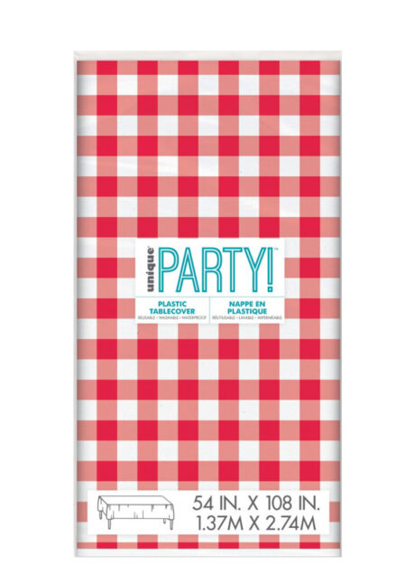 nappe jetable, nappe guinguette, nappe plastique anniversaire, Nappe Guinguette, Carreaux Rouges et Blancs