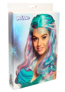 perruque de sirène, perruque bleue, perruque cheveux longs