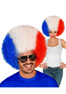 perruque de supporter, perruque france, perruque euro, perruque bleu blanc rouge, perruque tricolore, Perruque de Supporter France, Afro GM, Bleu Blanc Rouge